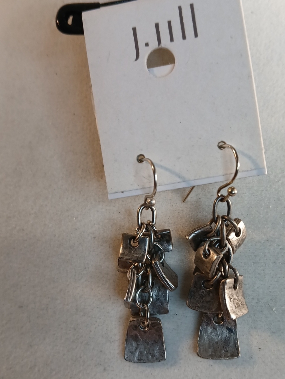 J. Jill Silver-Tone Hammered Charm Dangle Earrings